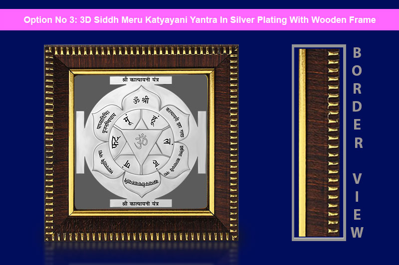 3D Siddh Meru Katyayani Yantra in Silver Plating With Laser Printed-YTSMKYY017-4