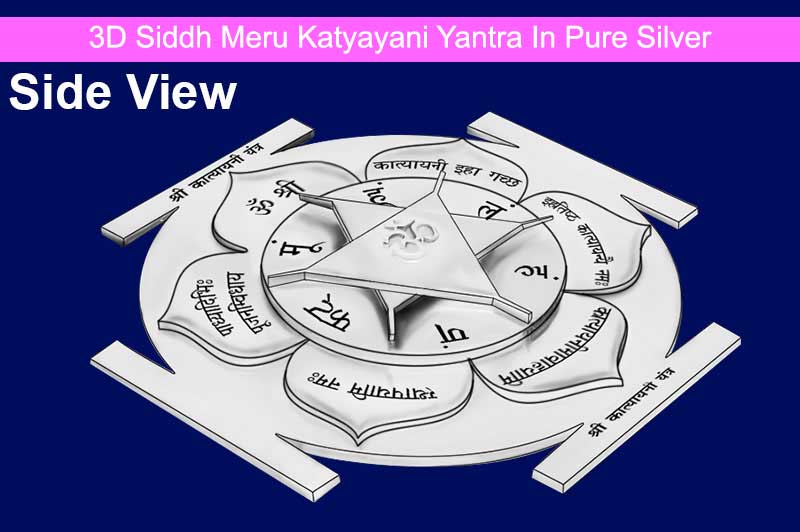 3D Siddh Meru Katyayani Yantra With Laser Printed in Pure Silver-YTSMKYY017-S-1