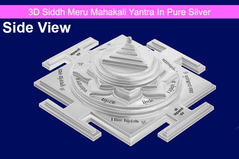 3D Siddh Meru Mahakali Yantra In Pure Silver with Laser Printed-YTSMMHK021-S-1
