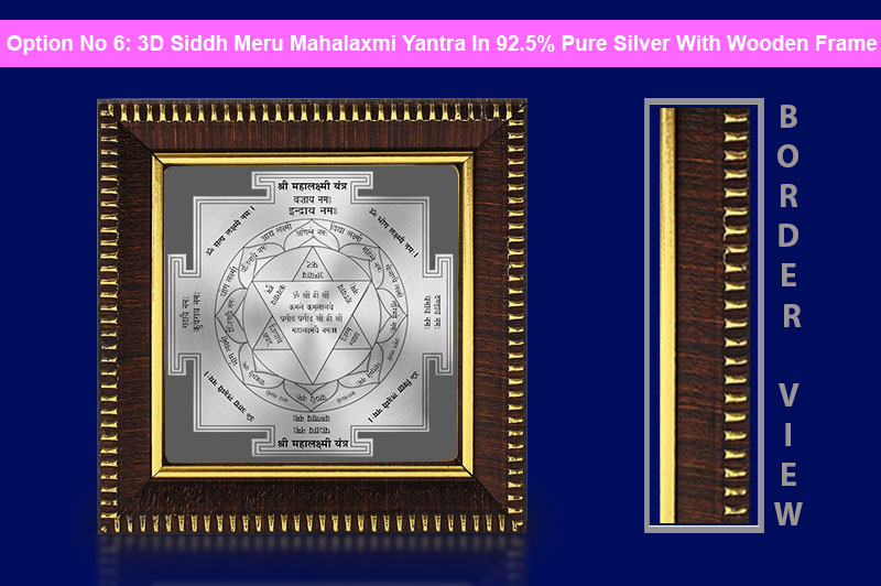 3D Siddh Meru Mahalaxmi Yantra in Silver Plating With Laser Printed-YTSMMLX017-7