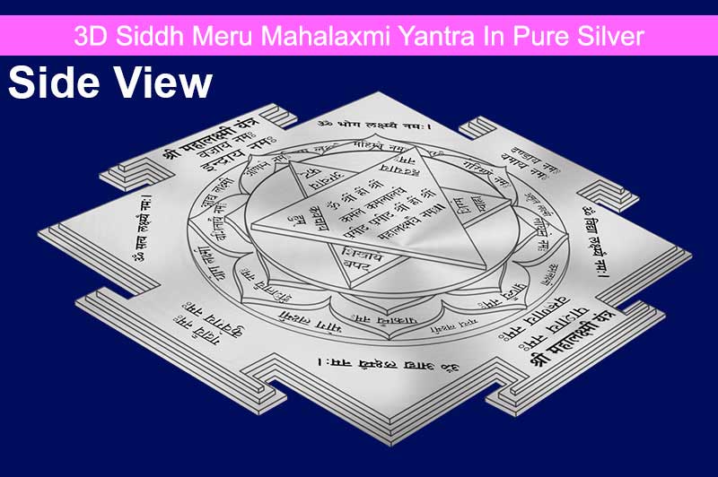3D Siddh Meru Mahalaxmi Yantra With Laser Printed in Pure Silver-YTSMMLX017-S-1