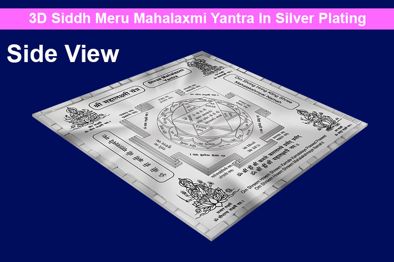3D Siddh Meru Mahalaxmi Yantra in Silver Plating with Laser Printed Base Plate & Gods Images-YTSMMLX019-1