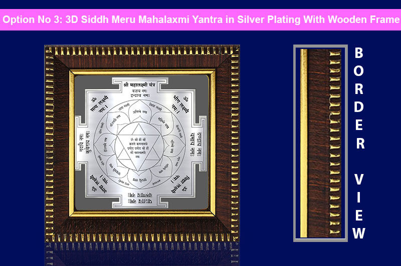 3D Siddh Meru Mahalaxmi Yantra In Silver Plating with Laser Printed-YTSMMLX021-4