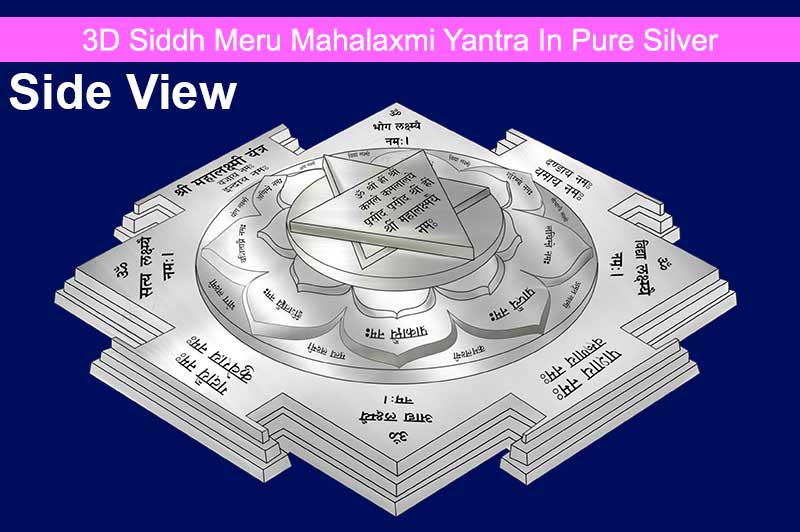 3D Siddh Meru Mahalaxmi Yantra In Pure Silver with Laser Printed-YTSMMLX021-S-1