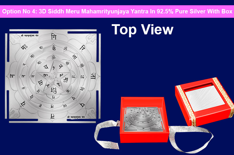 3D Siddh Meru Mahamrityunjaya Yantra in Silver Plating With Laser Printed-YTSMMMY017-5