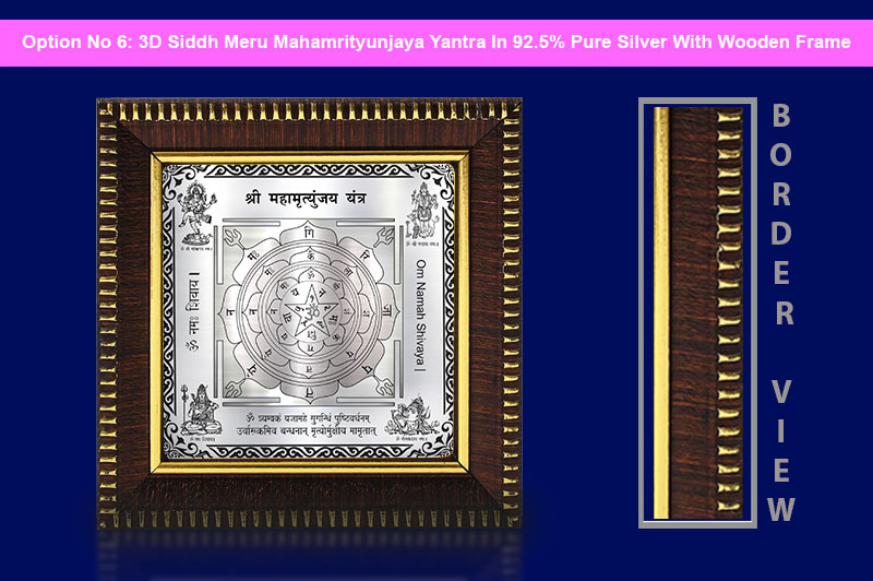 3D Siddh Meru Mahamrityunjaya Yantra In Silver Polish with Laser Printed Base Plate & Gods Images-YTSMMMY020-7