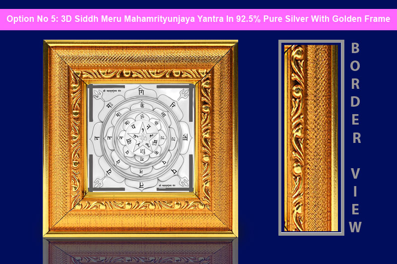 3D Siddh Meru Mahamrityunjaya Yantra In Silver Plating with Laser Printed-YTSMMMY021-6