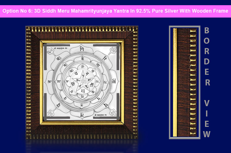 3D Siddh Meru Mahamrityunjaya Yantra In Silver Plating with Laser Printed-YTSMMMY021-7