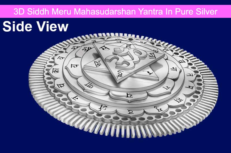 3D Siddh Meru Mahasudarshan Yantra With Laser Printed in Pure Silver-YTSMMSH017-S-1