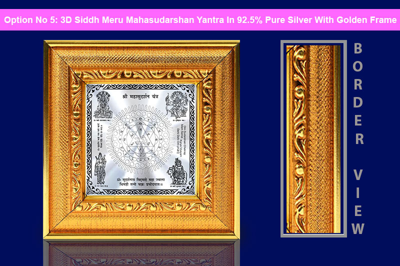 3D Siddh Meru Mahasudarshan Yantra In Silver Polish with Laser Printed Base Plate & Gods Images-YTSMMSH020-6