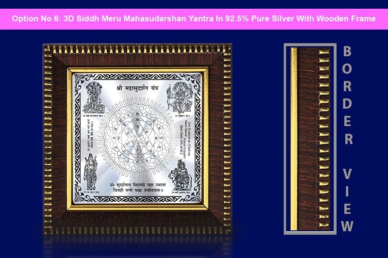 3D Siddh Meru Mahasudarshan Yantra In Silver Polish with Laser Printed Base Plate & Gods Images-YTSMMSH020-7
