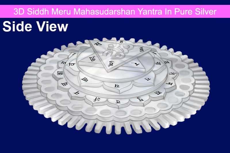 3D Siddh Meru Mahasudarshan Yantra In Pure Silver with Laser Printed-YTSMMSH021-S-1