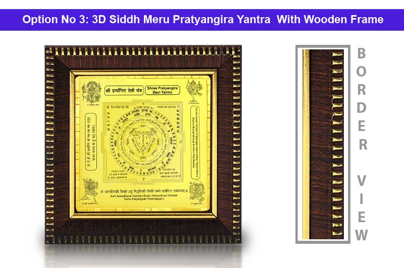 3D Siddh Meru Pratyangira Devi Yantra in Panchadhatu Gold Polish with Laser Printed Base Plate & Gods Images-YTSMPTD010-4
