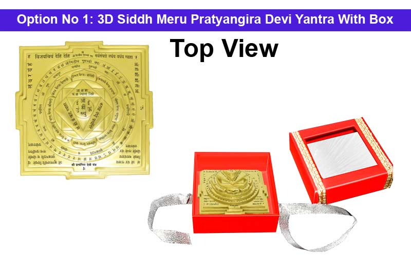 3D Siddh Meru Pratyangira Devi Yantra In Panchdhatu Gold Polish with Laser Printed-YTSMPTD015-2