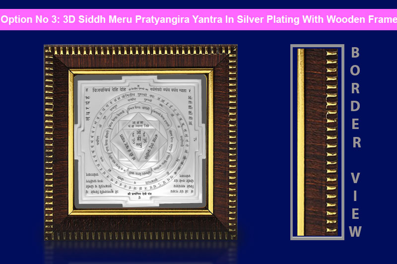 3D Siddh Meru Pratyangira Devi Yantra In Silver Polish with Laser Printed-YTSMPTD021-4
