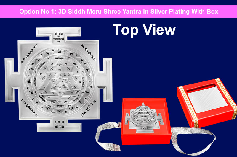 3D Siddh Meru Shree Yantra in Silver Plating With Laser Printed-YTSMSHR017-2