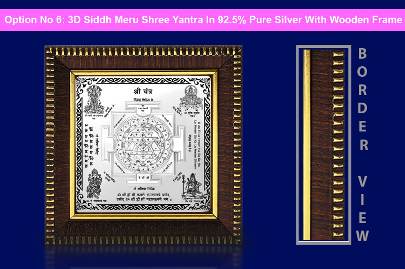 3D Siddh Meru Shree Yantra In Silver Polish with Laser Printed Base Plate & Gods Images-YTSMSHR020-7