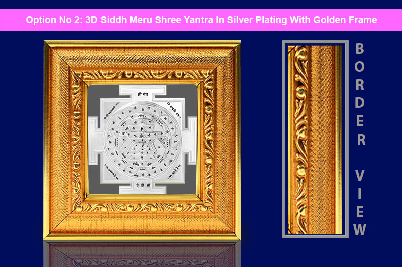 3D Siddh Meru Shree Yantra In Silver Plating with Laser Printed-YTSMSHR021-3