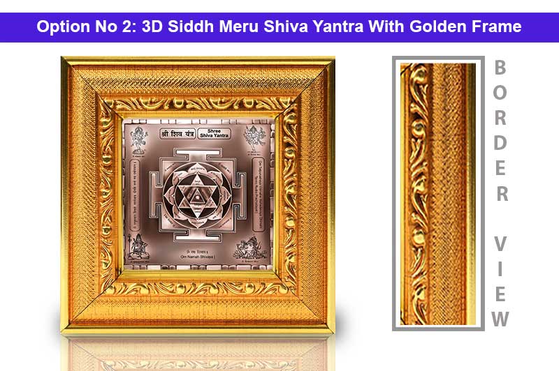 3D Siddh Meru Shiva Yantra in Pure Copper Antic with Laser Printed Base Plate & Gods Images-YTSMSIV011-3