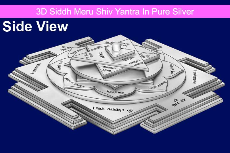 3D Siddh Meru Shiva Yantra With Laser Printed in Pure Silver-YTSMSIV017-S-1