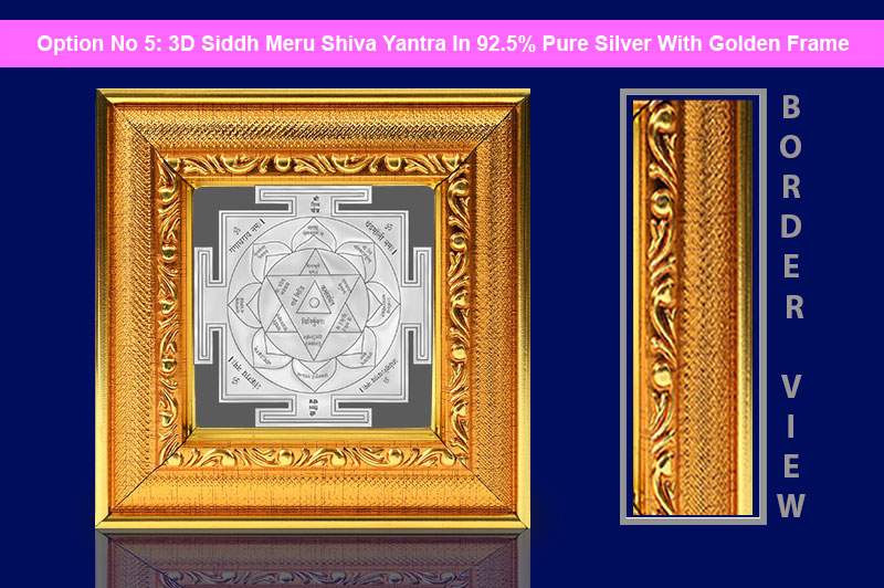 3D Siddh Meru Shiv Yantra In Silver Plating with Laser Printed-YTSMSIV021-6