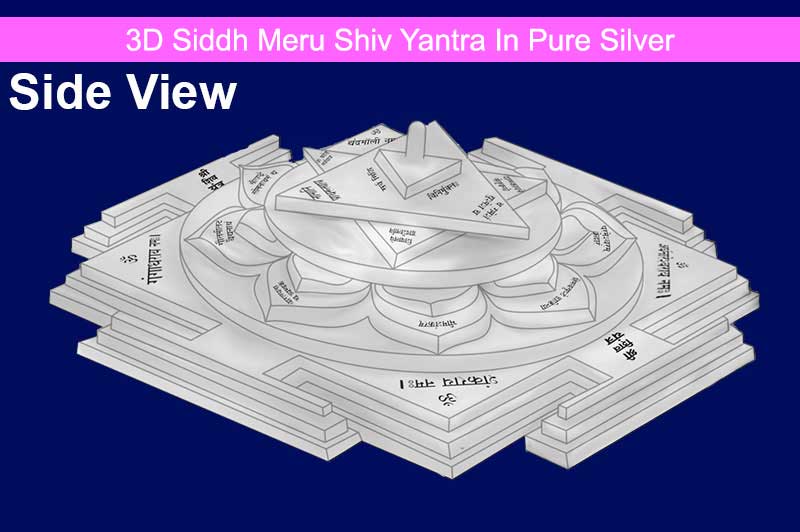 3D Siddh Meru Shiv Yantra In Pure Silver with Laser Printed-YTSMSIV021-S-1