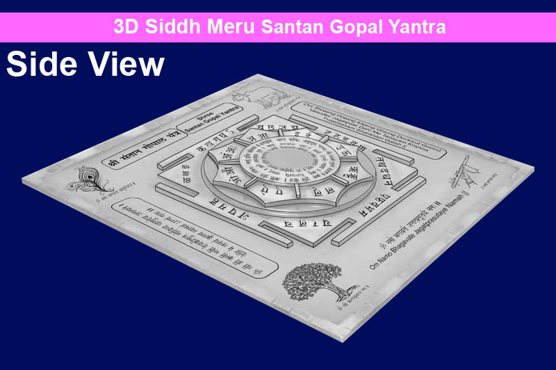 3D Siddh Meru Santan Gopal Yantra in Silver Plating with Laser Printed Base Plate & Gods Images-YTSMSNG019-1