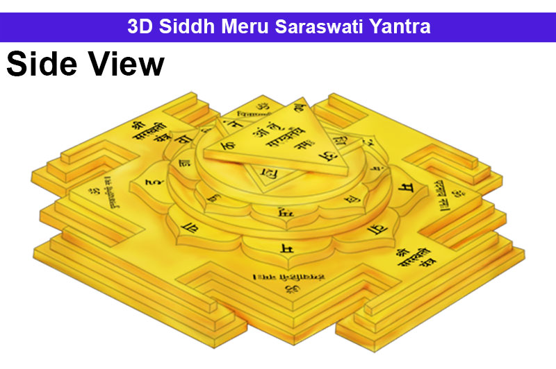3D Siddh Meru Saraswati Yantra In Panchdhatu Gold Polish with Laser Printed-YTSMSRW015-1