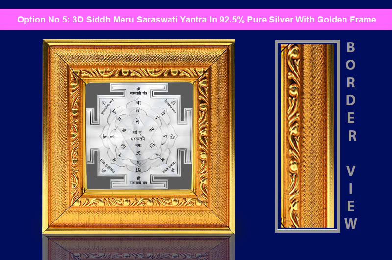 3D Siddh Meru Saraswati Yantra in Silver Plating With Laser Printed-YTSMSRW017-6
