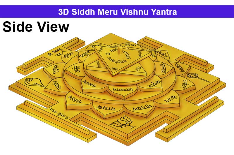 3D Siddh Meru Vishnu Yantra In Panchdhatu Gold Polish with Laser Printed-YTSMVHU015-1