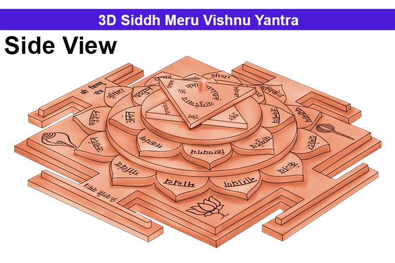 3D Siddh Meru Vishnu Yantra In Pure Copper with Laser Printed-YTSMVHU016-1