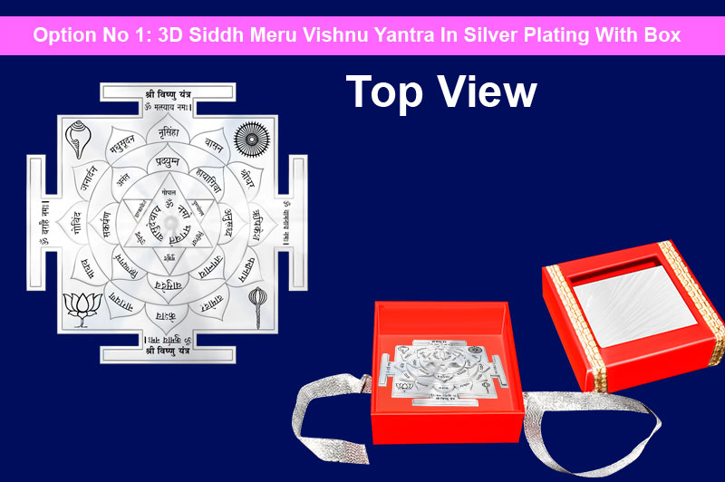 3D Siddh Meru Vishnu Yantra in Silver Plating With Laser Printed-YTSMVHU017-2
