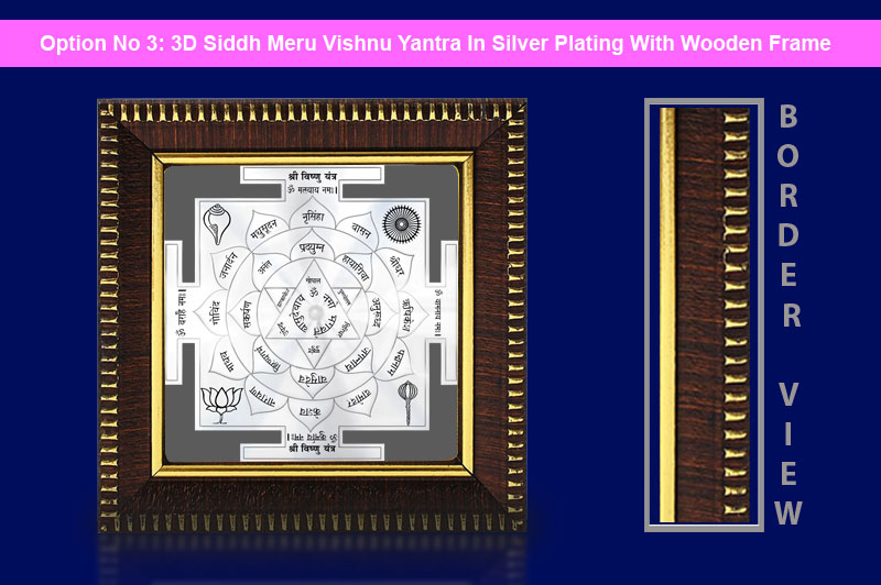3D Siddh Meru Vishnu Yantra in Silver Plating With Laser Printed-YTSMVHU017-4