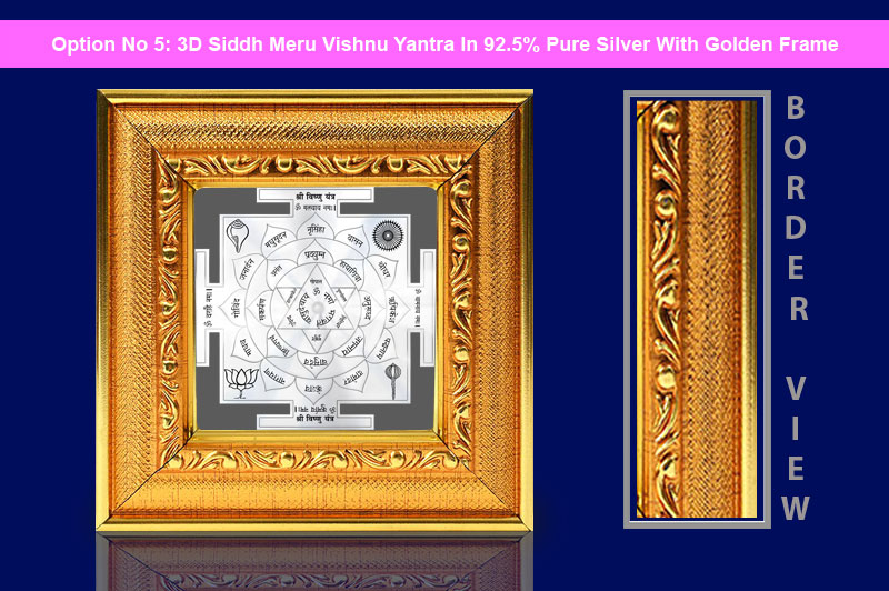3D Siddh Meru Vishnu Yantra in Silver Plating With Laser Printed-YTSMVHU017-6