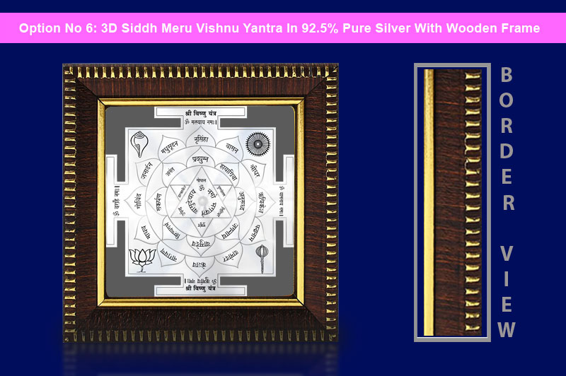3D Siddh Meru Vishnu Yantra in Silver Plating With Laser Printed-YTSMVHU017-7