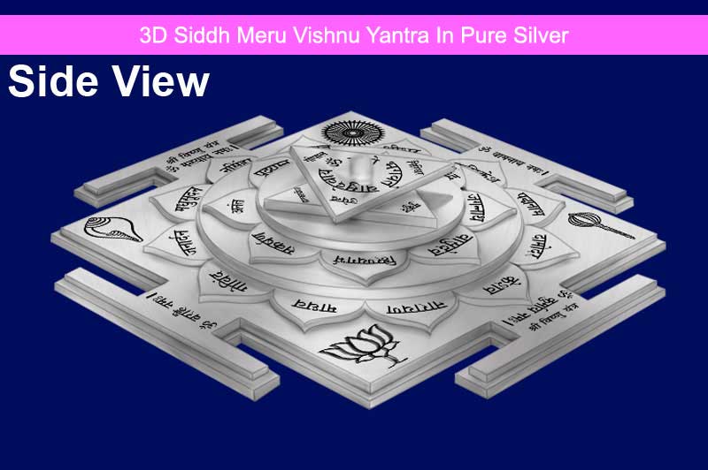 3D Siddh Meru Vishnu Yantra With Laser Printed in Pure Silver-YTSMVHU017-S-1